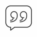 A speech bubble with two large quotation marks inside, depicted in simple black lines—much like the streamlined interfaces of CCR Systems. The design is minimalist and set against a plain white background.