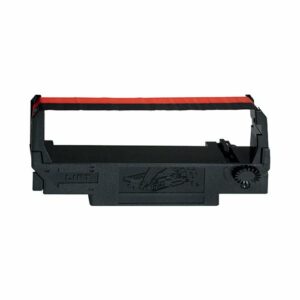 The ERC 30/34/38 Ink Ribbon Cassette Black/Red - Each is shown on a white background, with a visible gear mechanism and an instructional diagram for easy installation.