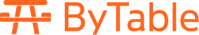 An orange logo featuring a stylised table design, reminiscent of EPOS Systems components, appears to the left of the text ByTable written in orange. The table design comprises two horizontal lines and two sets of parallel vertical lines.