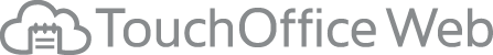 Logo for TouchOffice Web in grey text, featuring a cloud design with a notepad silhouette inside on the left, ideal for EPOS systems for hotels.