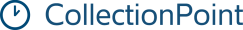 The logo displays CollectionPoint in blue, with a stylised arrow encircling the letter C on the left side, symbolising dynamic solutions. The background is a crisp white.