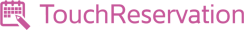 Logo of TouchReservation featuring a pink calendar icon and a hand touching it, followed by TouchReservation in pink text on a transparent background, symbolising innovative EPOS solutions.